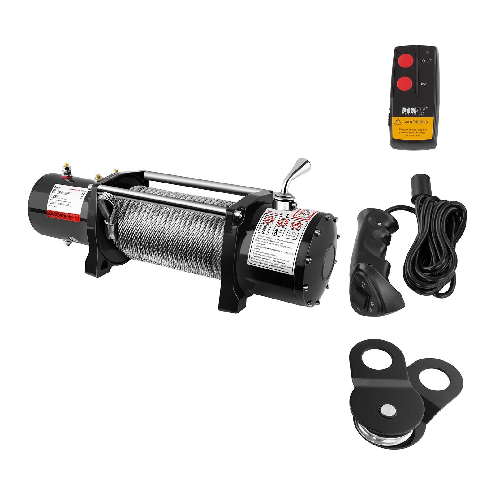 MSW Electric Winch - 4.310 kg - 9,500 lbs - Incl. Pulley