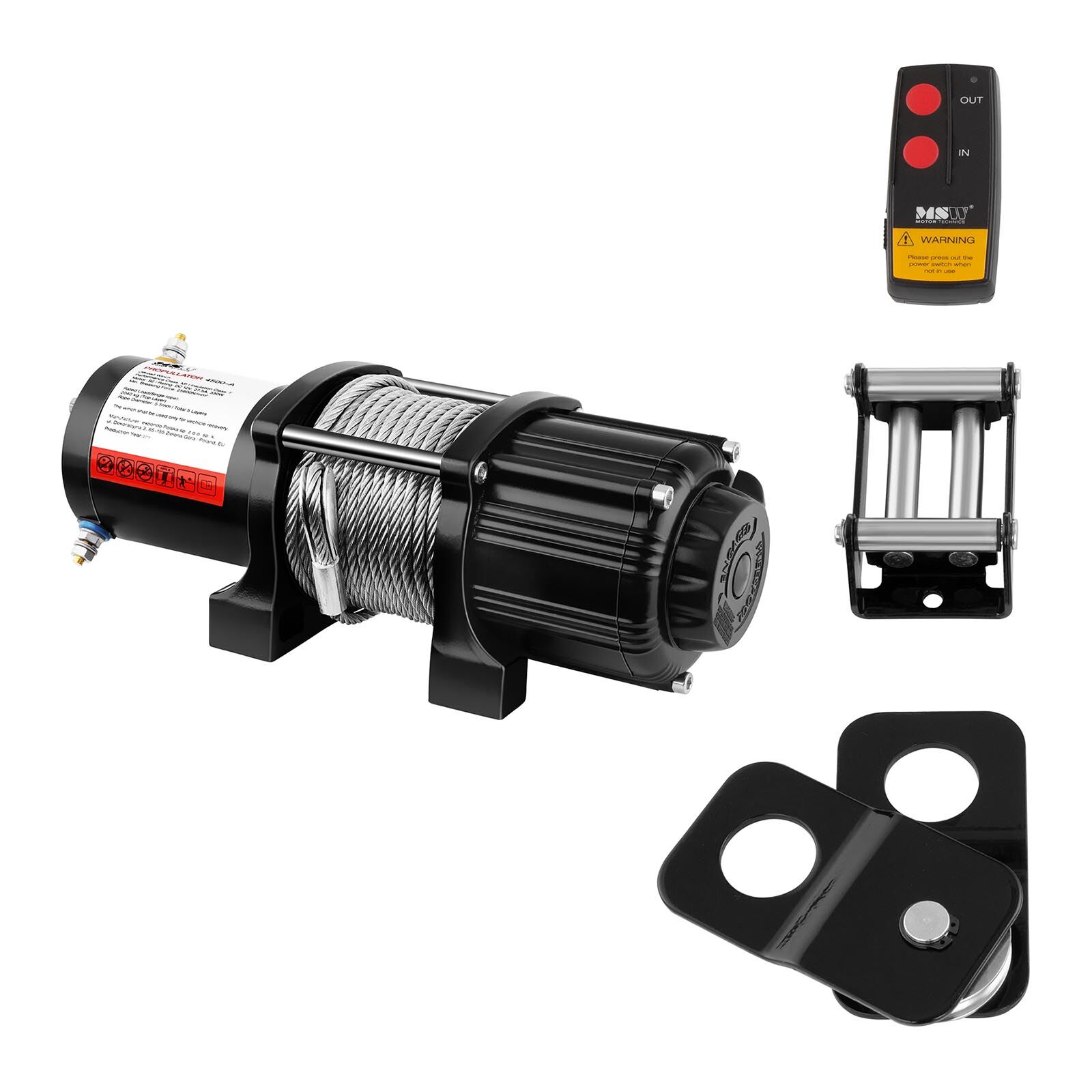 MSW Electric Winch - 2.040 kg - 4.500 lbs