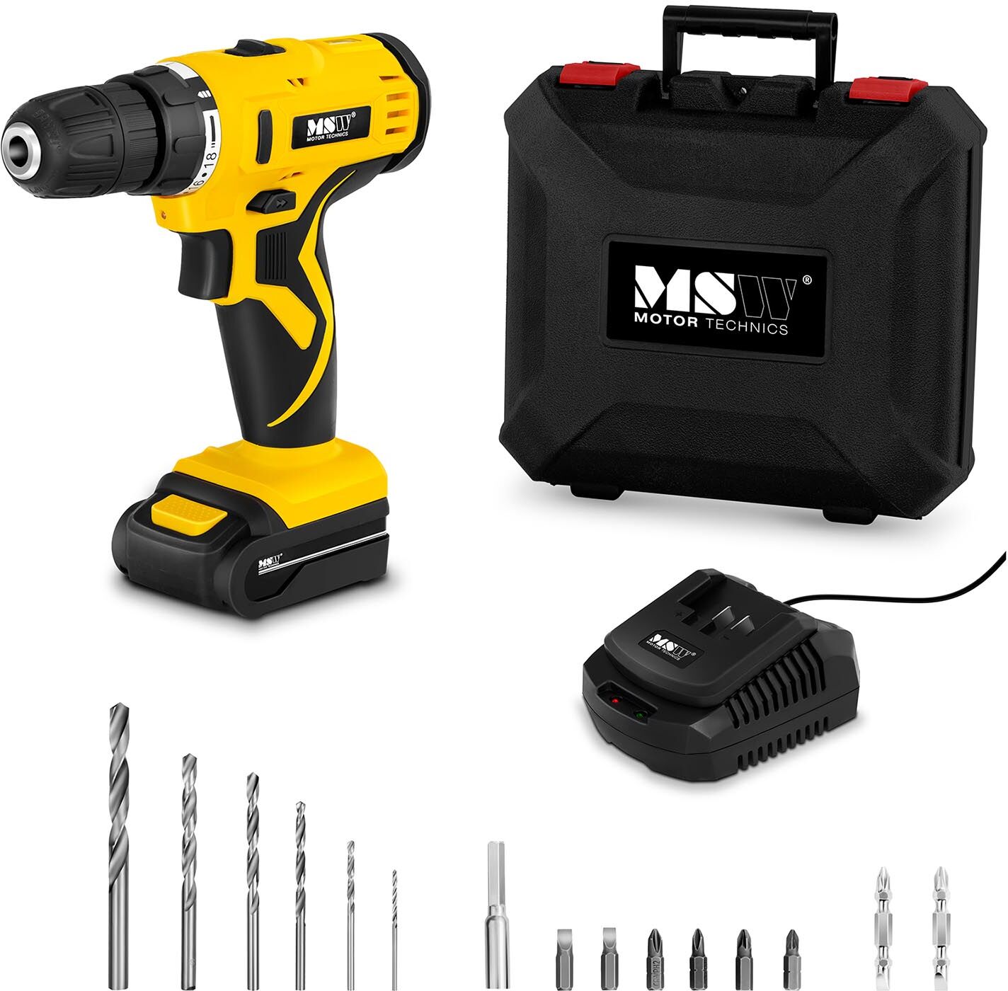 MSW Cordless Drill Screwdriver Set - 1,500 r/min - 30 Nm