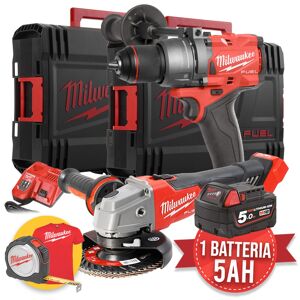 Milwaukee M18 FPP2E3-501X - Kit utensili a batteria Fuel Trapano + Smerigliatrice, 1 x 5Ah