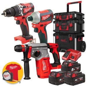 Milwaukee kit utensili a batteria 18V - Trapano CBLPD + Avvitatore CBLID + Tassellatore BLHX - Trolley