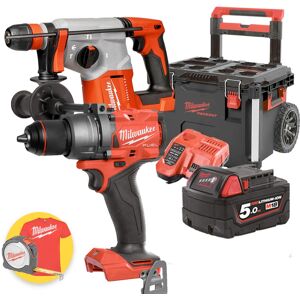 Milwaukee M18 FPP2P2-501PK - Kit utensili a batteria 18V Fuel Tassellatore + Trapano, 1 batteria 5Ah in trolley Packout