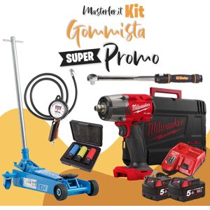 Milwaukee Kit attrezzatura per gommisti - Sollevatore OMCN - Avvitatore a impulsi  18V - Dinamometrica Beta - Pistola Michelin