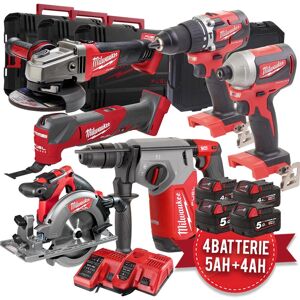 Milwaukee Kit elettroutensili M18 brushless - Trapano, Tassellatore, Smerigliatrice, Avvitatore, Sega circolare, Multifunzione