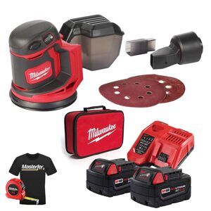 Milwaukee M18 BOS125-502B - Levigatrice orbitale a batteria 18V, disco da 125 MM