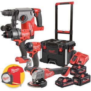 Milwaukee M18 FPP4E-555T - Trapano a percussione - Tassellatore -  Smerigliatrice ONE KEY - Avvitatore a impulsi 1/4