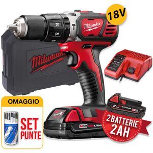 Milwaukee M18 BPD-202C - trapano avvitatore 18V a batteria con percussione, batterie 2 x 2.0Ah