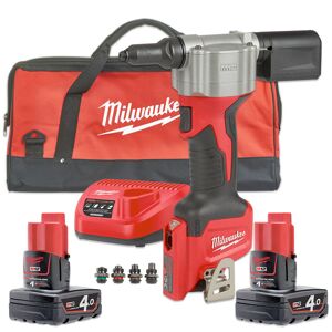 Milwaukee M12 BPRT-402B - Rivettatrice a batteria 12V - 2 batterie da 4Ah in borsone