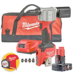 Milwaukee M12 BPRT-401B - Rivettatrice a batteria 12V - 1 batteria da 4Ah in borsone