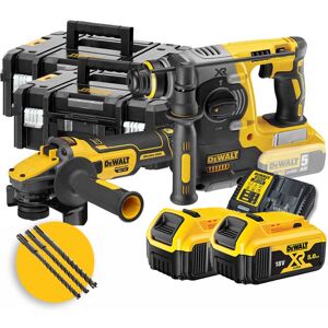 DeWalt Kit utensili a batteria  18V - Tassellatore DCH273 + Smerigliatrice DCG409, 2 batterie da 5Ah