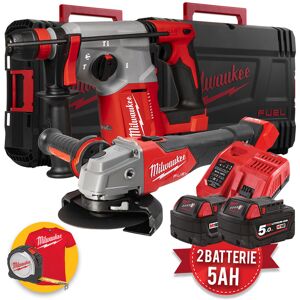 Milwaukee M18 PP2-502 - Tassellatore M18 BLHX + Smerigliatrice FSAG125X, 2 x 5Ah