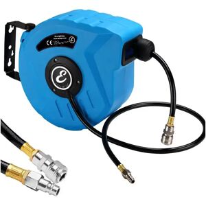 eglemtek avvolgitubo aria compressa con tubo professionale attacco 1/4" fissaggio parete muro sistema blocco automatico riavvolgitore auto stop accessorio compressore salvaspazio pressione 24 bar (10 + 1 mt)