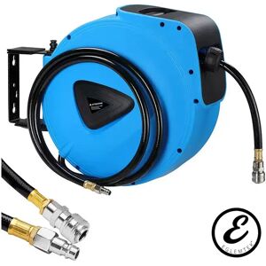 eglemtek avvolgitubo aria compressa con tubo professionale attacco 1/4" fissaggio parete muro sistema blocco automatico riavvolgitore auto stop accessorio compressore salvaspazio pressione 24 bar (30 + 2 mt)