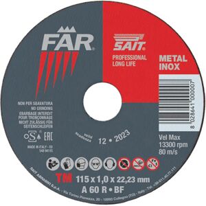 Sait DISCO ABRASIVO FAR  A60R Ø115 mm SPESSORE 1 mm TAGLIO METALLO E INOX