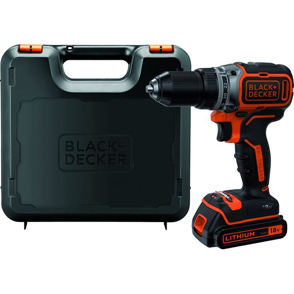 black & decker bl186k-qw trapano avvitatore a batteria 18v cordless ricaricabile con motore brushless velocità 0/1650 giri/min - bl186k-qw