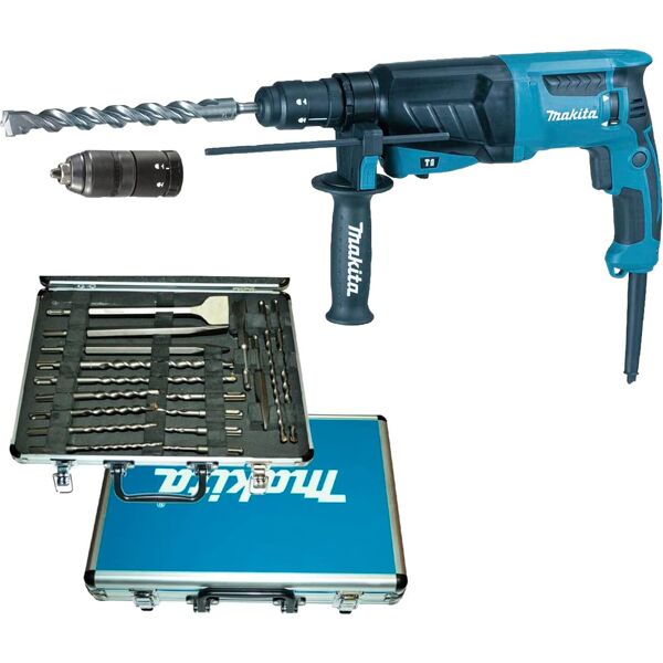 makita hr2630tx12 trapano tassellatore a percussione potenza 800 watt velocità 1200 giri/min attacco sds-plus - hr2630tx12