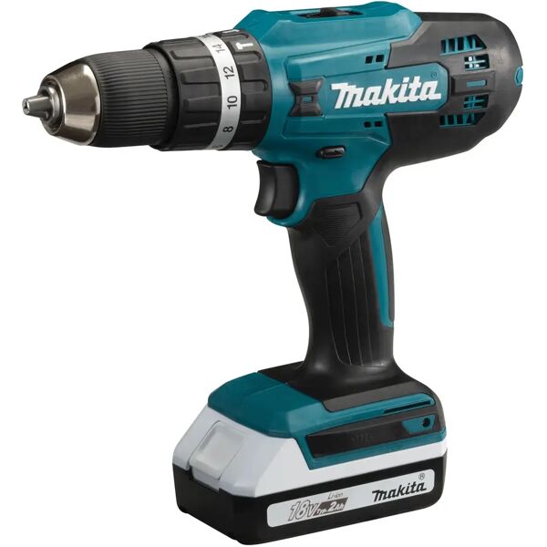 makita trapano battente  18 v hp488d007 2 batterie litio 2 ah set 74 accessori in valigetta