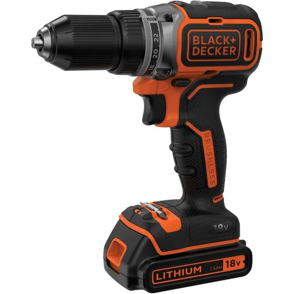 black & decker trapano avvitatore b&d 18 v bl186k-qw batteria litio 1,5 ah brushless peso 2,46 kg