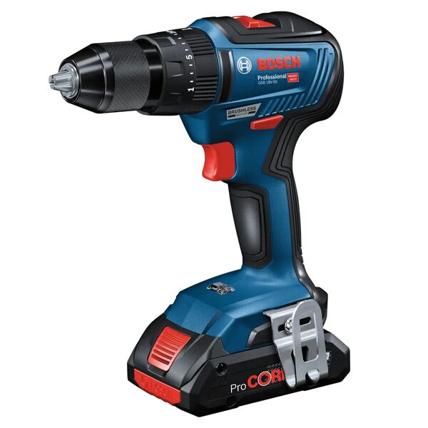 bosch trapano battente 18 v   gsb 18v-55 professional  brushless 2 batterie 4 ah peso 1,1 kg