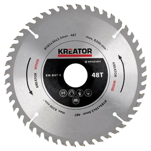 kreator lama Ø185 mm  48 denti Ø foro 30/20/19/16 mm per sega circolare per legno