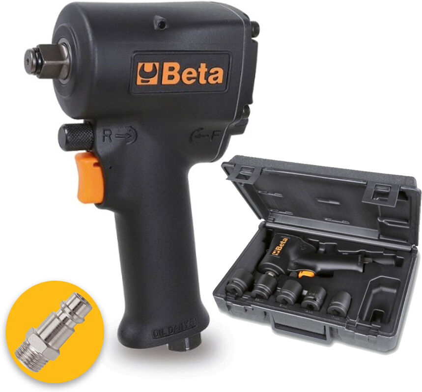 Beta 1927XM/K5 - Assortimento di un avvitatore reversibile compatto e cinque bussole Macchina, in valigetta di plastica