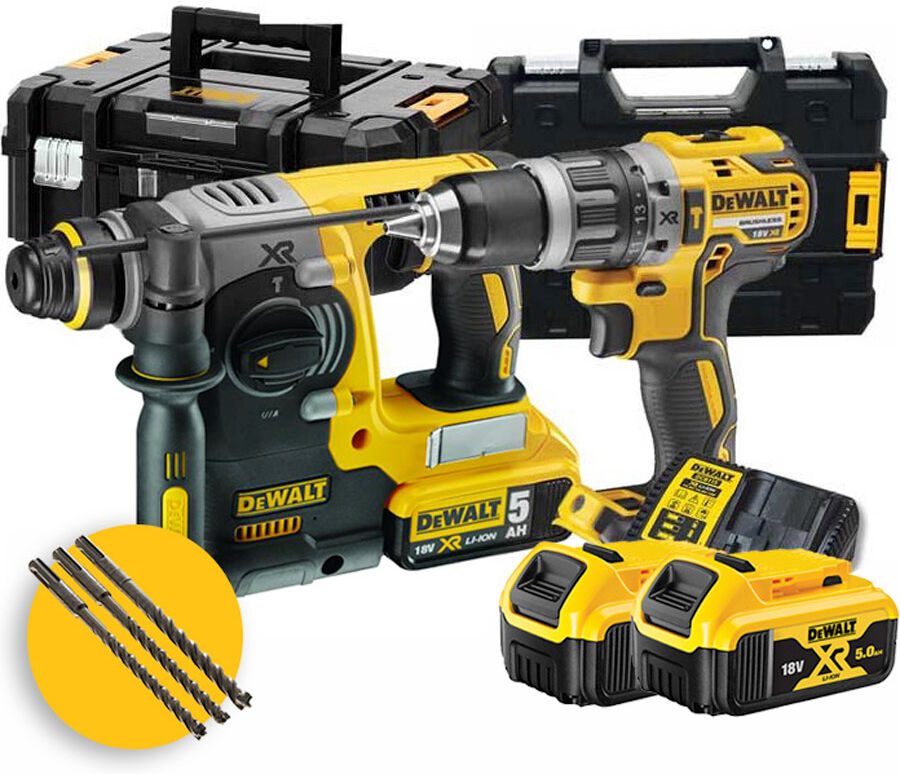 DeWalt Kit  Tassellatore SDS Plus 18V brushless DCH273 + Trapano DCD796 + 2 Batterie 5Ah