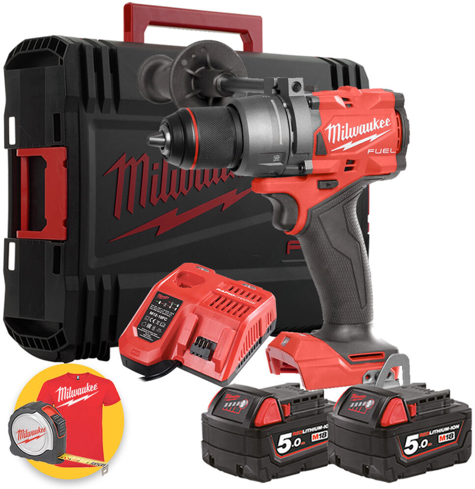 Milwaukee M18 FPD3-502X - Trapano avvitatore con percussione a batteria 18V FUEL - 2 batteria 5Ah