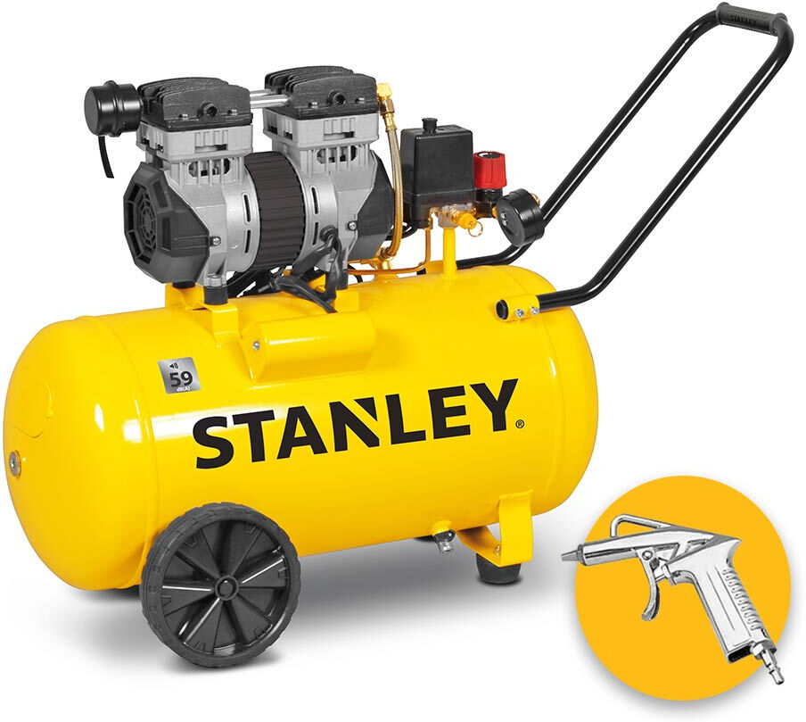 Stanley DST 240/8/50 - Compressore aria silenzioso 50 lt, 2 HP