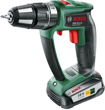 Bosch Trapano  PSB 18 LI-2 Ergonomic 1400 Giri/min Senza chiave 1,3 kg Nero, Verde [06039B0300]