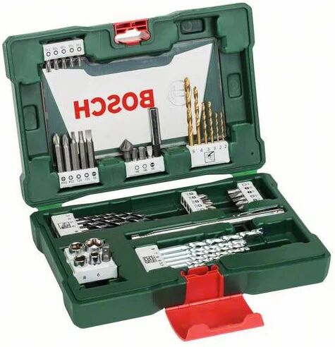 bosch accessories set da 48 pezzi di punte e bit v-line in titanio , con asta magnetica, per legno, pietra metallo, accessori utensili foratura avvita