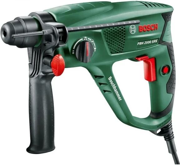 bosch trapano a percussione  600w 1,9 joule pbh 2500 sre con valigetta + set di 6 punte sds-plus