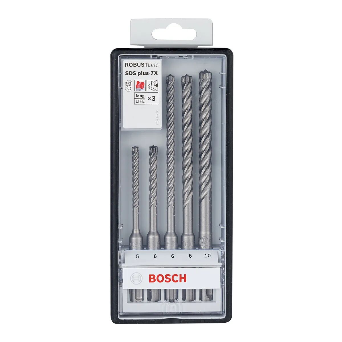 Bosch Set 5 Punte 5/6/8/10 Mm  50/115 100/165 Mm Sds Plus-7x  4 Taglienti