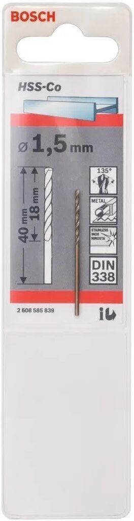 Bosch Punta 1,5 Mm  Cobalto 5% Per Metallo