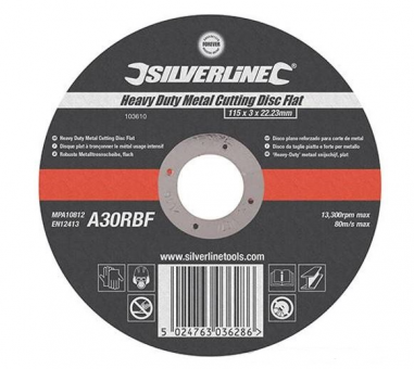 Silverline Disco Da Taglio Piatto 115x3x22,23 Per Metallo A Sollecitazione Severa A30rbf