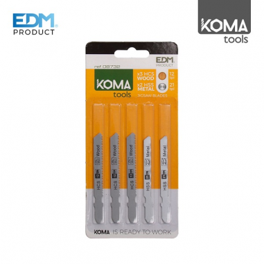 Koma Tools Set Di 5 Lame Per Seghetto Alternativo 3 Per Legno Hcs 12tpi 2 Per Metallo Hss 21tpi