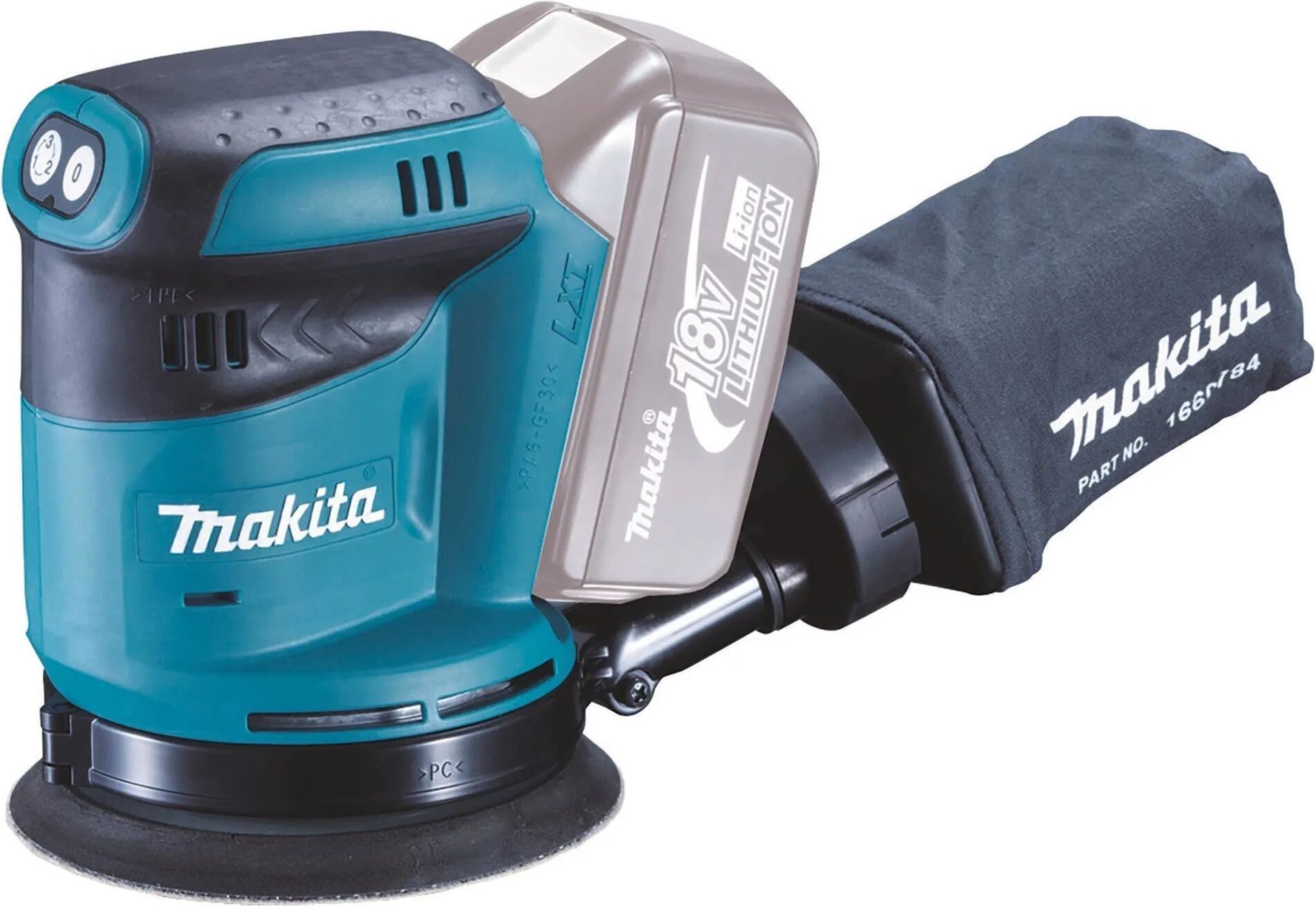 Makita LEVIGATRICE ORBITALE  18 V A BATTERIA LITIO CORPO MACCHINA IN VALIGETTA