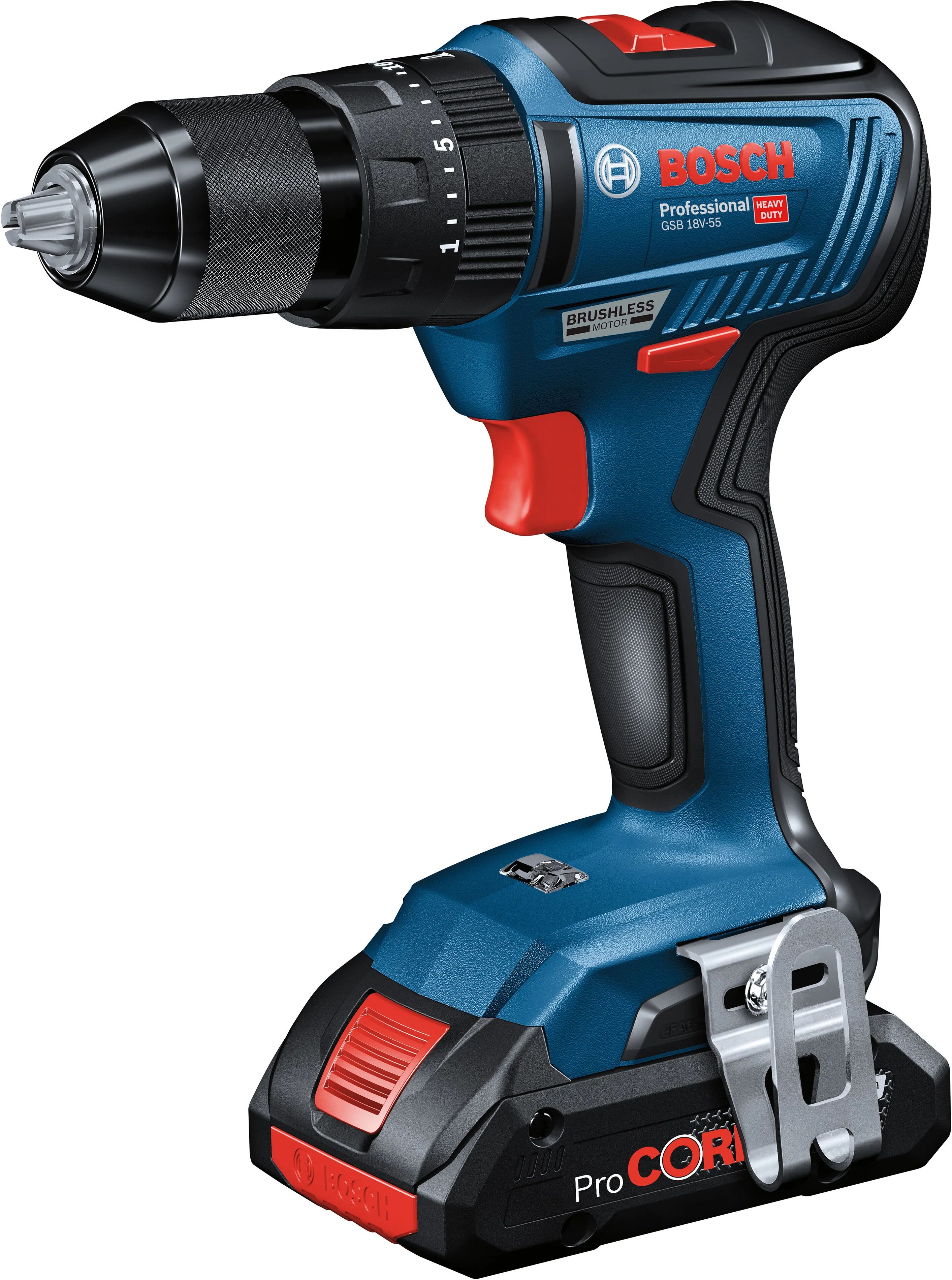 Bosch TRAPANO BATTENTE 18 V   GSB 18V-55 PROFESSIONAL  BRUSHLESS 2 BATTERIE 4 Ah PESO 1,1 kg