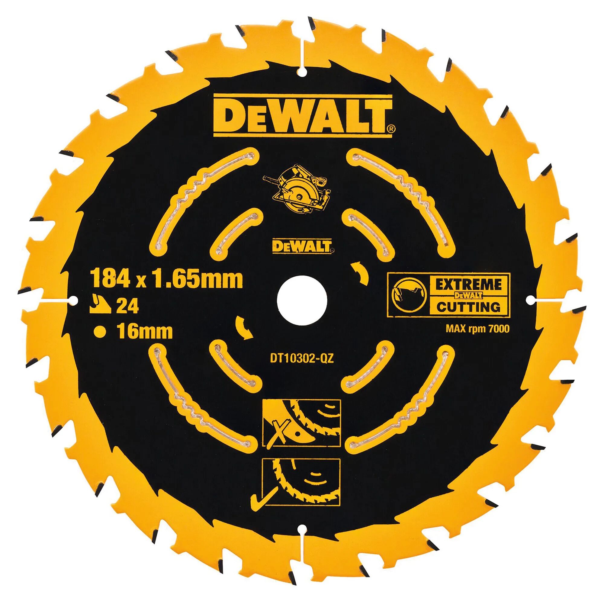 DeWalt LAMA 184 mm  24 DENTI PER SEGA CIRCOLARE 184x16x1,65 mm