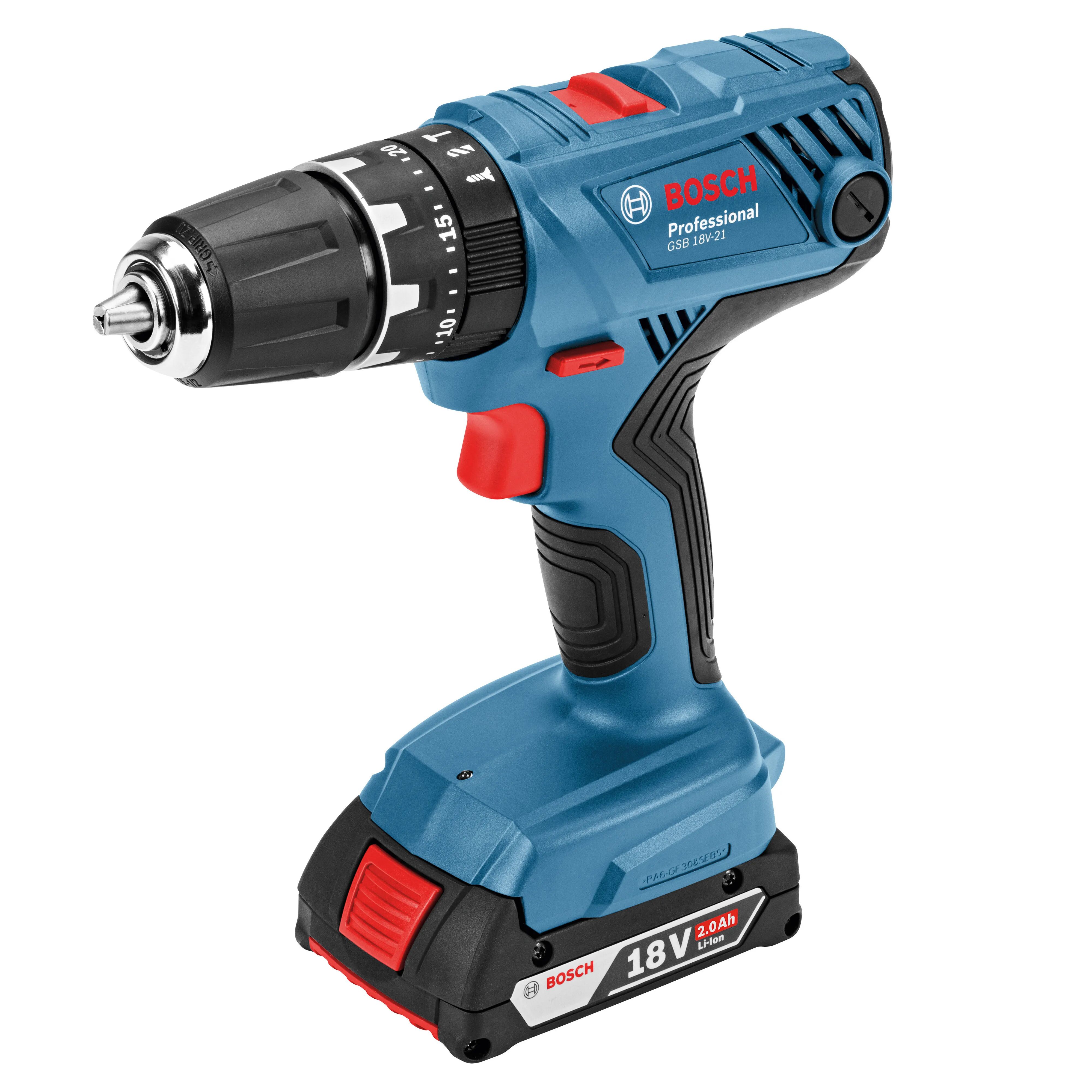 Bosch TRAPANO BATTENTE  18 V GSB 18V-21 2 BATTERIE LITIO 2 Ah PESO 1,2kg