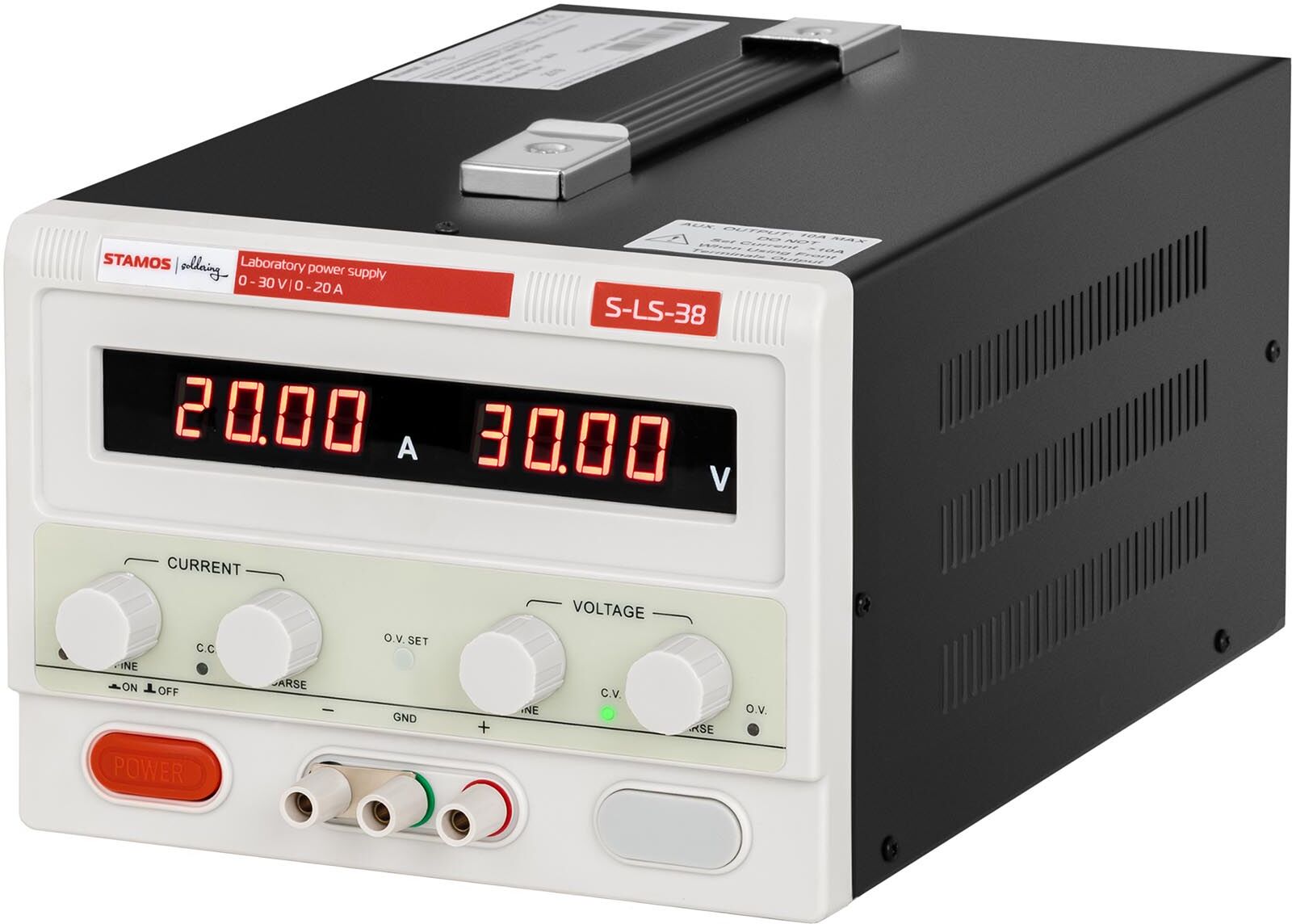 Stamos Soldering Laboratorium voeding - 0-30 V - 0-20 A DC - 600 W S-LS-38