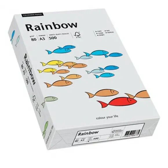 RAINBOW Papier Lichtgrijs A4 160g/m² 250 Vellen Zwart/Grijs