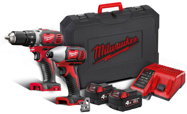 Milwaukee 4933447126 M18 BPP2D-402C Comboset M18BDD boormachine + M18BID Slagschroever 18V 4,0Ah Li-Ion