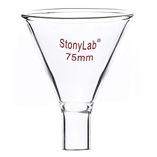 stonylab Glaspoeder Trechter, Zware Wand Borosilicaatglas Trechter met Korte Steel met 75 mm Bovendiameter en 22 mm Steeldiameter