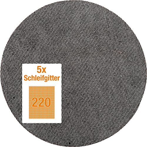 kwb Schuurpapier Schuurmachine voor nat en droog slijpen, voor excenterschuurmachines, schuurmachines, schuurmachines en nog veel meer, van glasvezel, geperforeerd Ø 225 mm K220, 5er Pack Ø 225 Mm