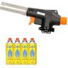 Z.M.C Gasbrander + 4 x gaspatronen, 227 g, vlambrander tot 1300 °C, bunsenbrander 1,3 kW, soldeerbrander, keukenbrander met instelbare vlam, vlammenapparaat, blowtorch branderopzetstuk