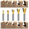 Slukueda 5 Stuks 8 mm Schacht Zwaluwstaart Router Bit Set, 1/4" 3/8" 1/2" 5/8" 3/4"Zwaluwstaart Gezamenlijke Router Bit Frees voor Bovenfrees