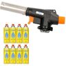 Z.M.C Gasbrander + 8x gaspatronen 227 g, flambeerbrander tot 1300 °C, bunsenbrander 1,3 kW, soldeerbrander, keukenbrander met instelbare vlam, vlamapparaat, blowtorch-branderopzetstuk