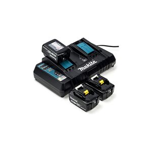 3x Makita BL1850B / 18V  batterier + lader (18 V, 5Ah, Originalt)