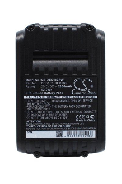 DeWalt Batteri (2600 mAh 20 V, Sort) passende til Batteri til DeWalt DCL50