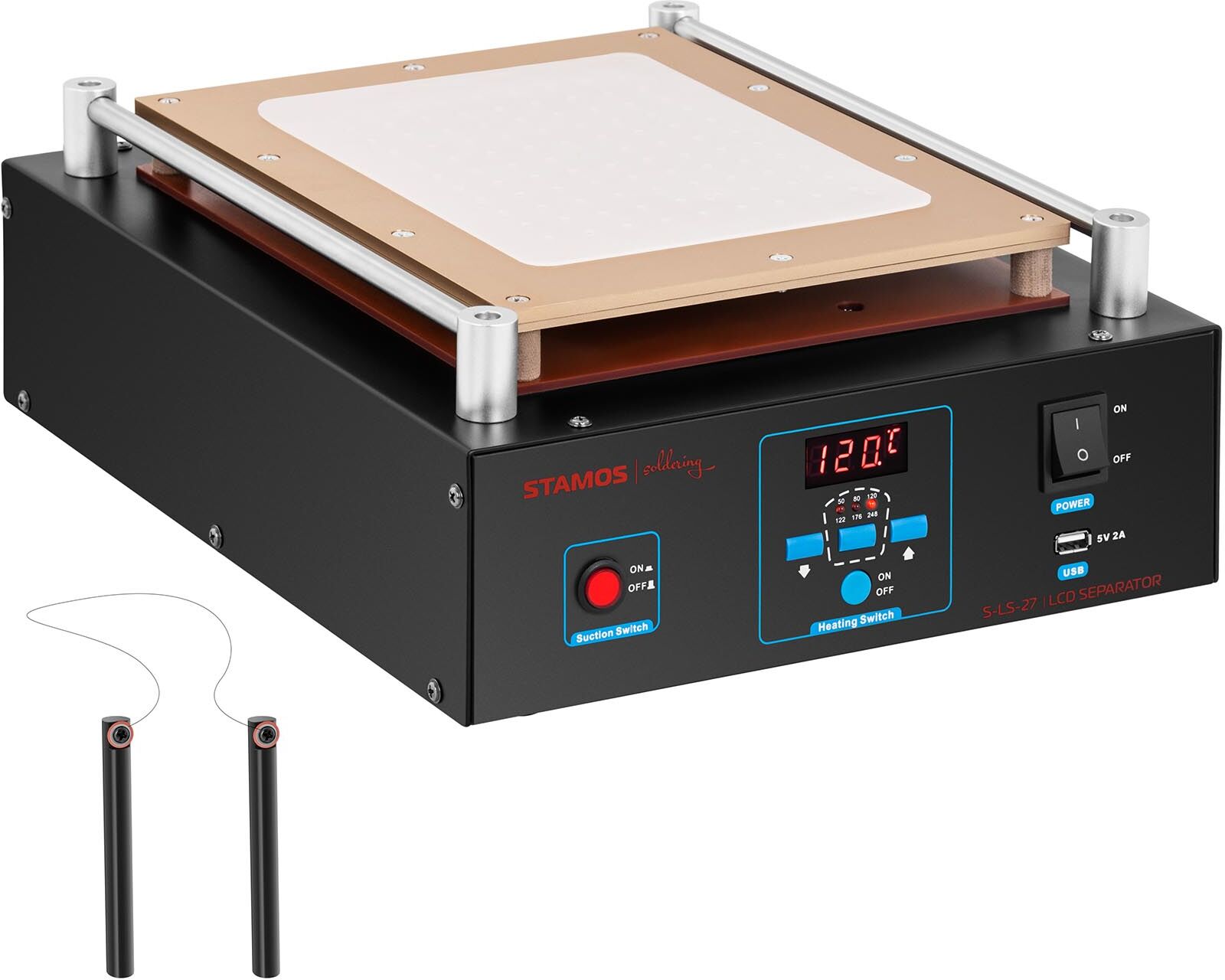 Stamos Soldering LCD-separator - Opptil 12" - 1180W - LED-display - USB-port 10021045